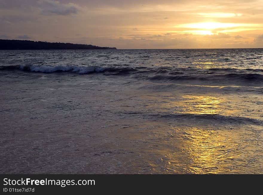 Sunset In Jimbaran Beach, Bali Island