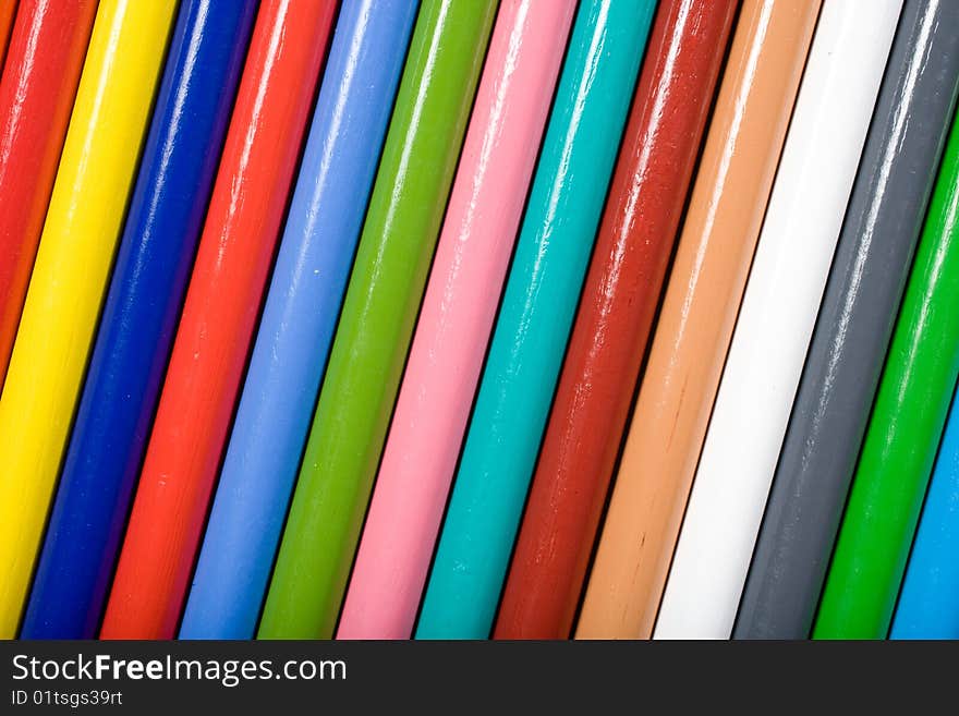 Color Pencils isolated on white in the studio