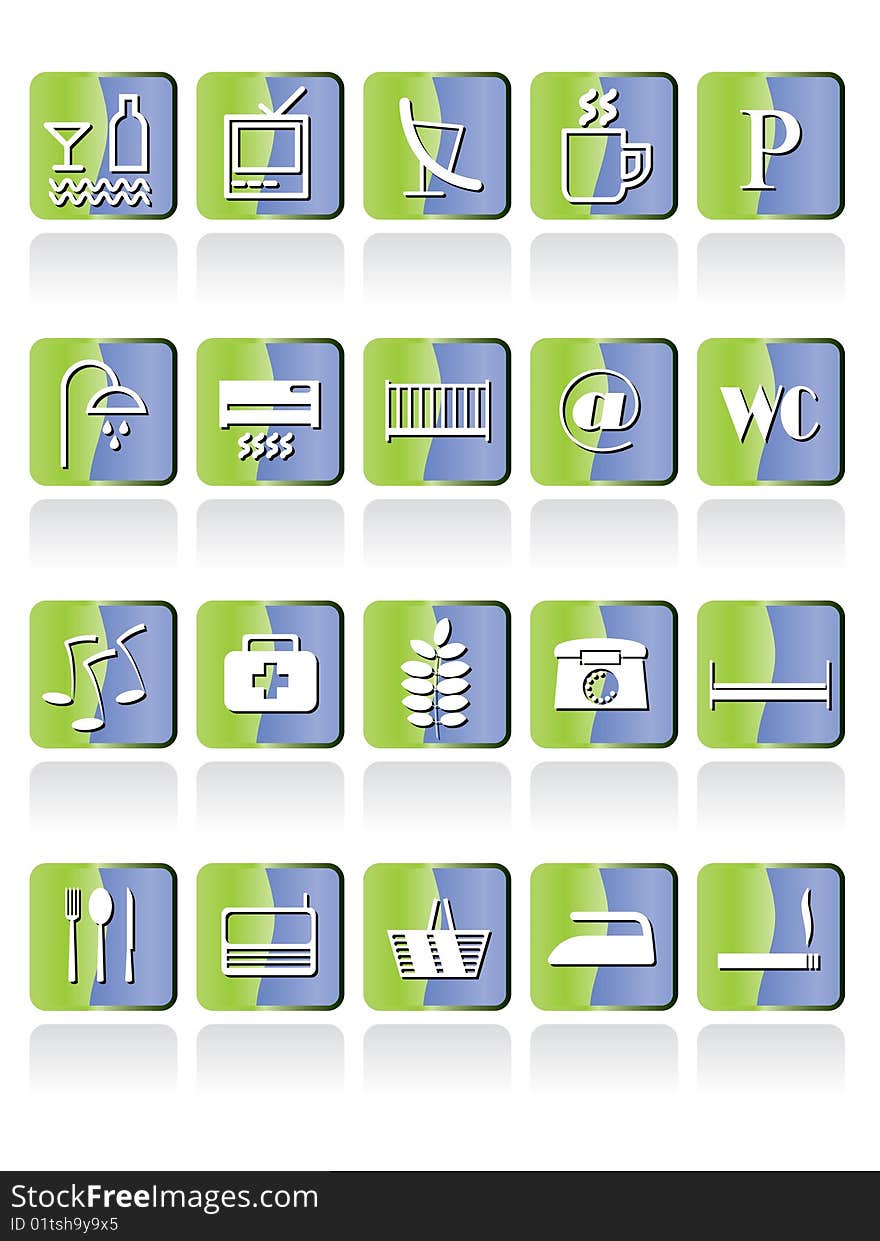 Hotel and Motel Icon - vector icon set. Hotel and Motel Icon - vector icon set