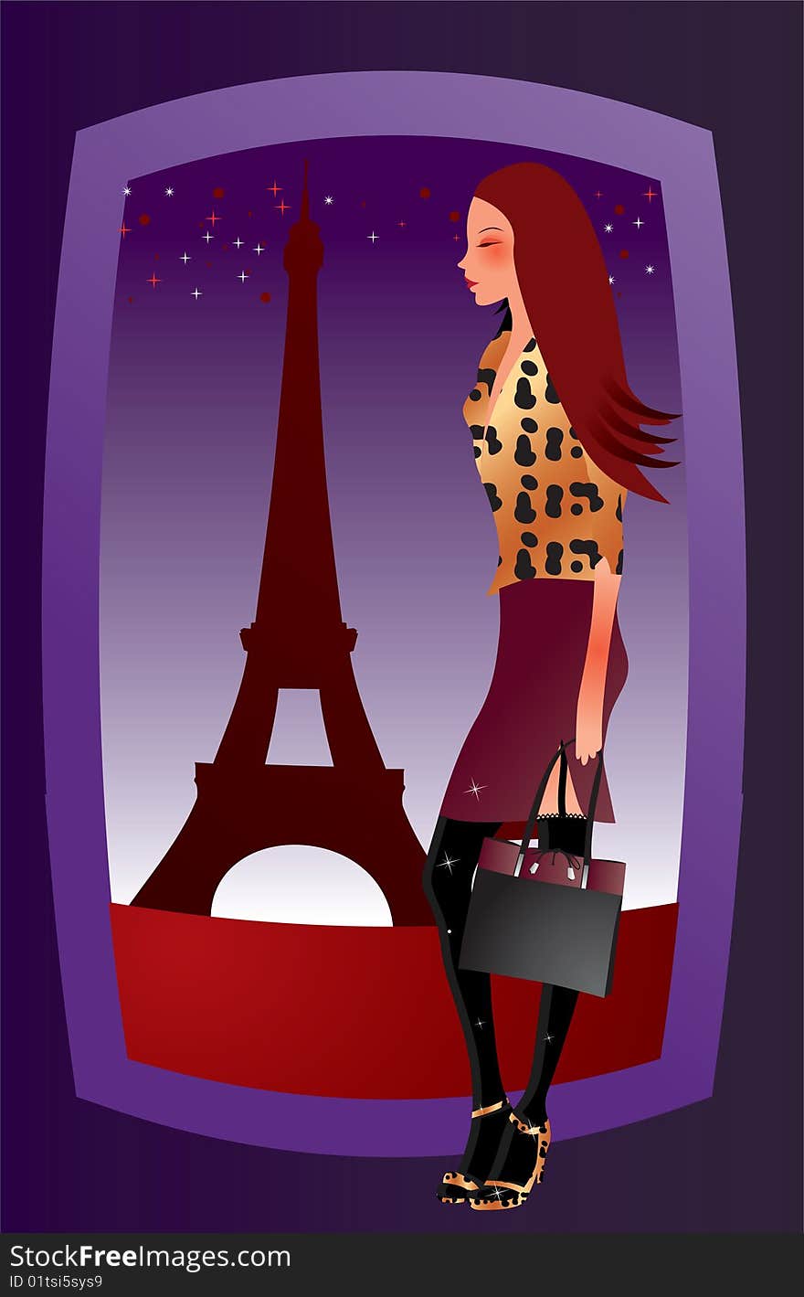 Sexy girl in Paris - vector illustration