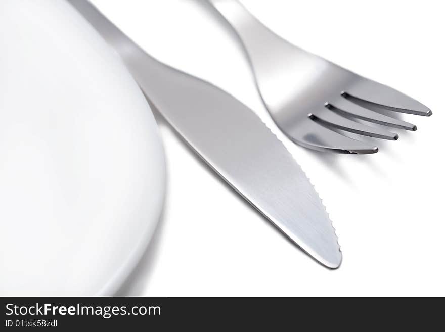 Fork and knife isolated over white