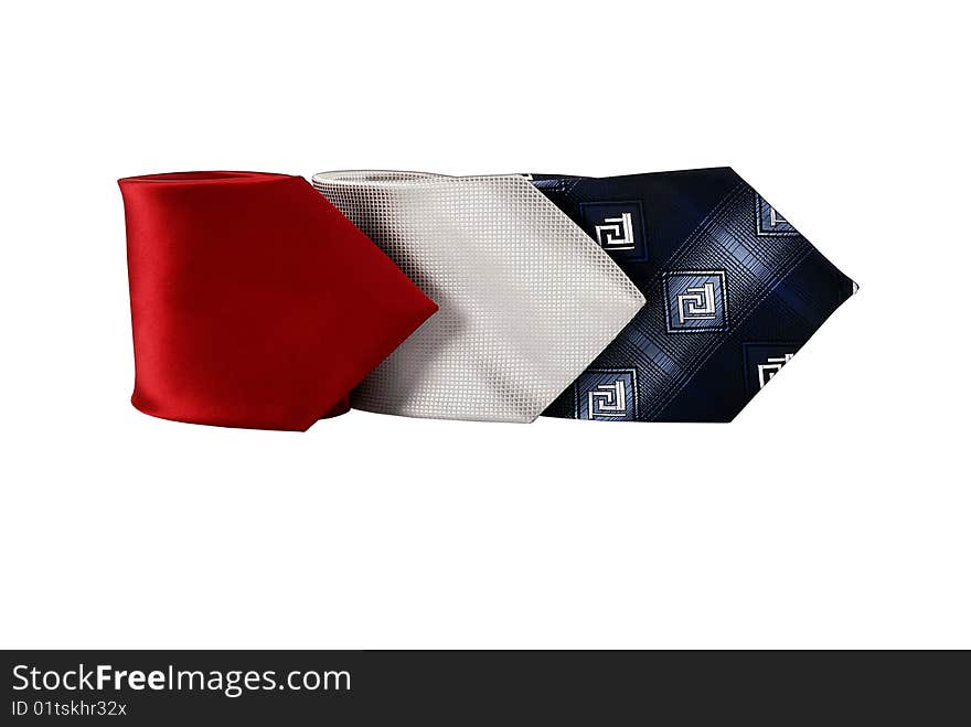 Three ties on a white background. Three ties on a white background.