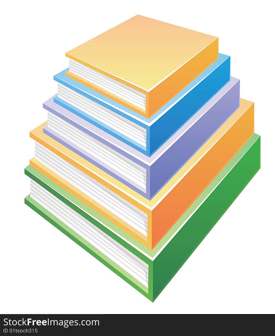 A pile of books in a white background