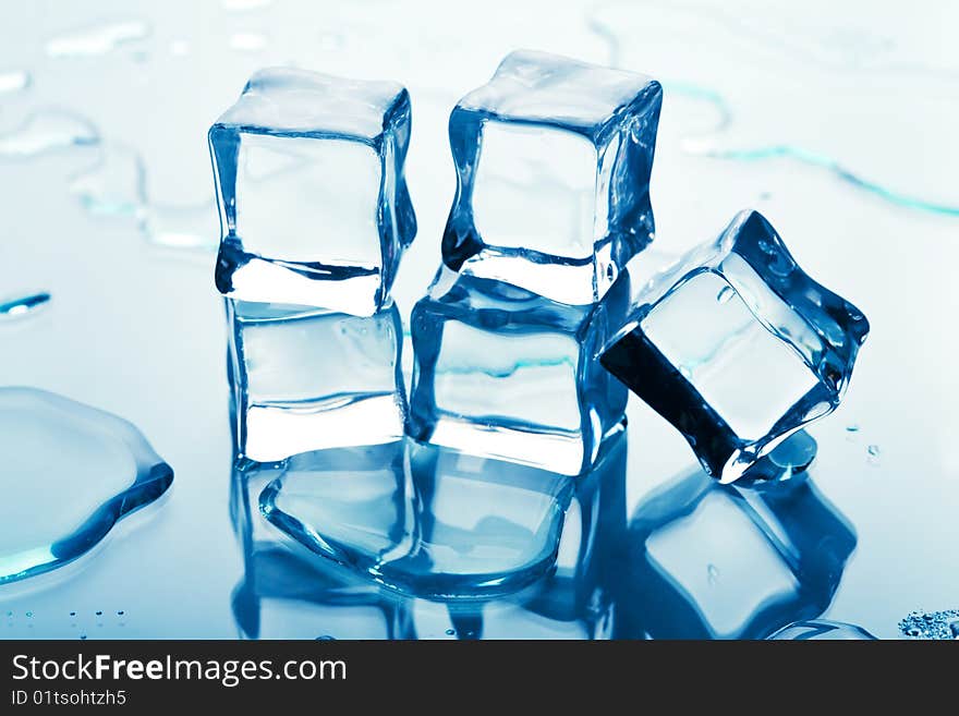 Stack of melting ice cubes