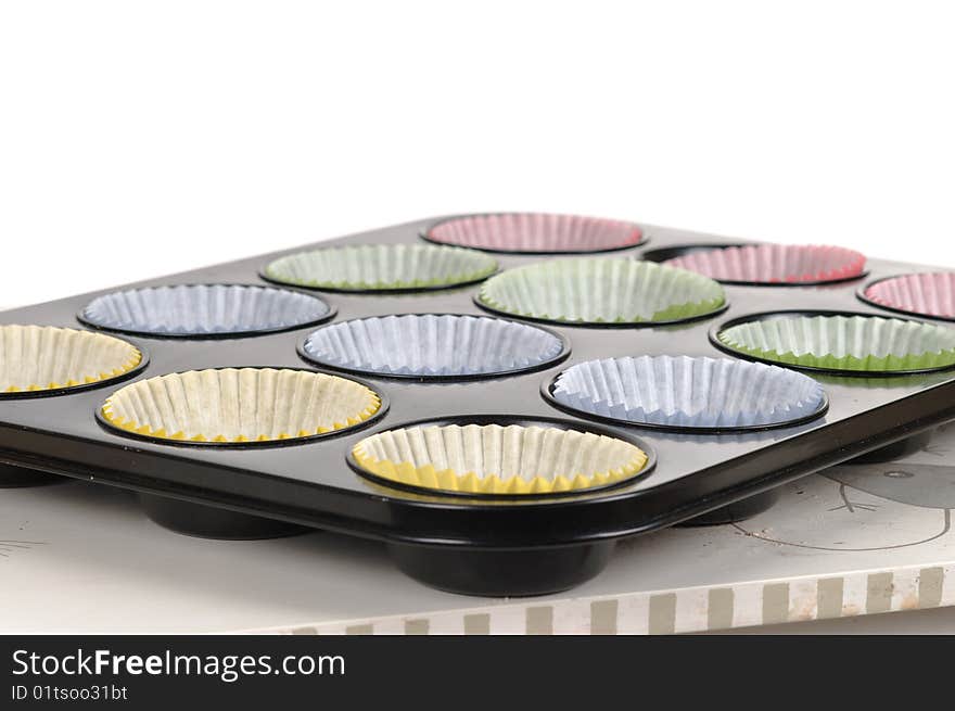 Prepering cup-cakes on the cake pan