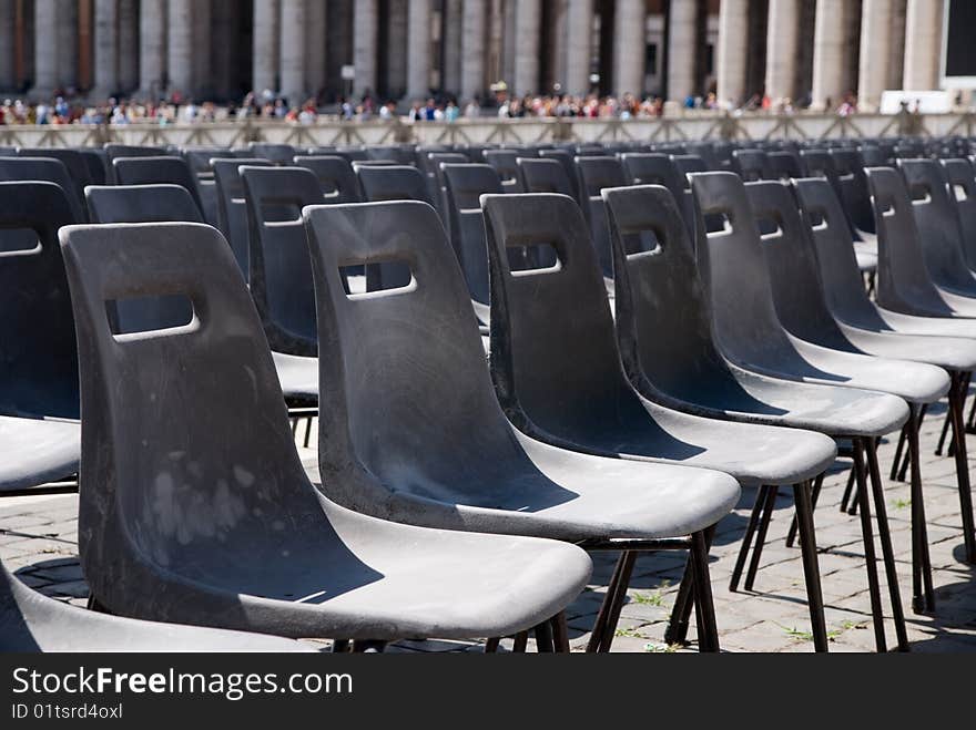 Multiple seats in vatican open religious square. Multiple seats in vatican open religious square