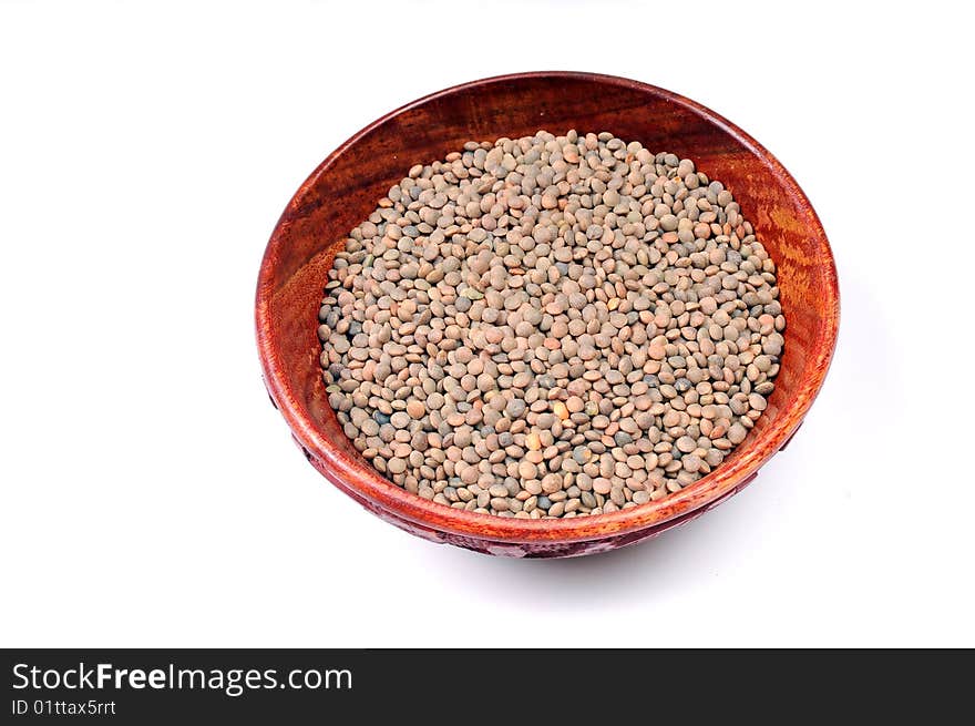 Lentils In Wooden Bowl