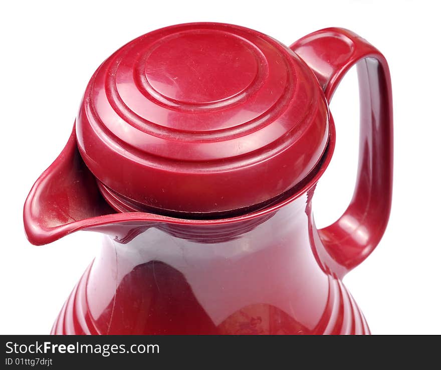 Cherry colored plastic kettle