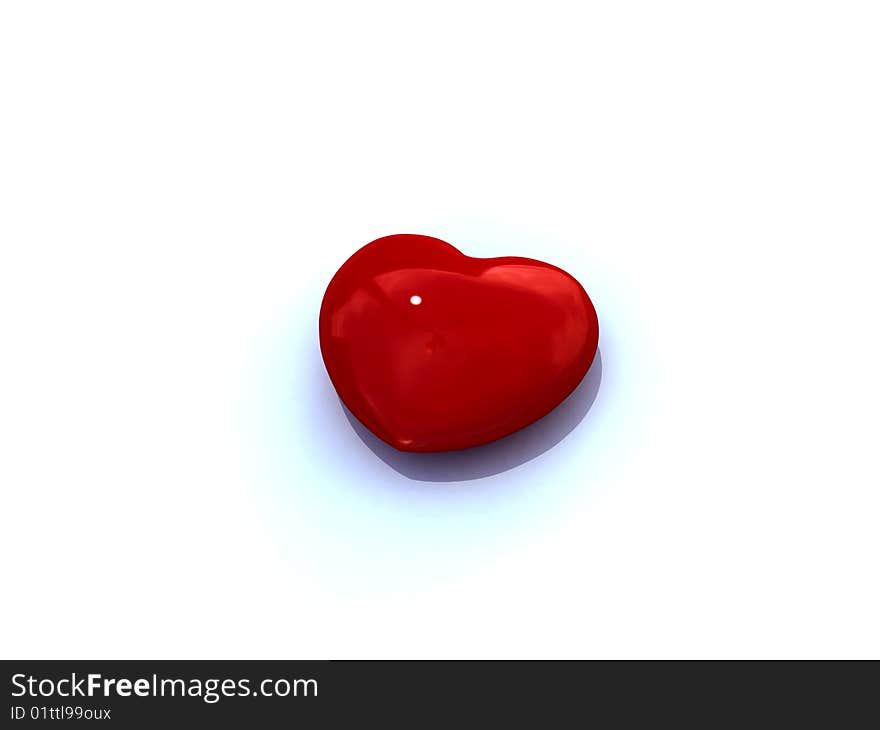 Red heart isolated on white background