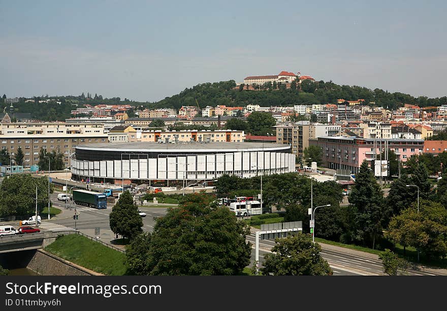 Wiew of Brno castle Spilberk and small part of city.