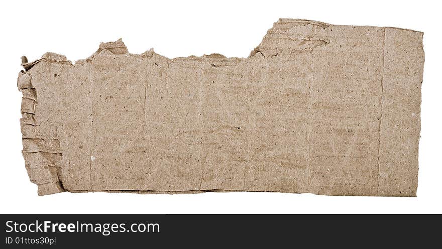 Rough piece of cardboard, isolated on white