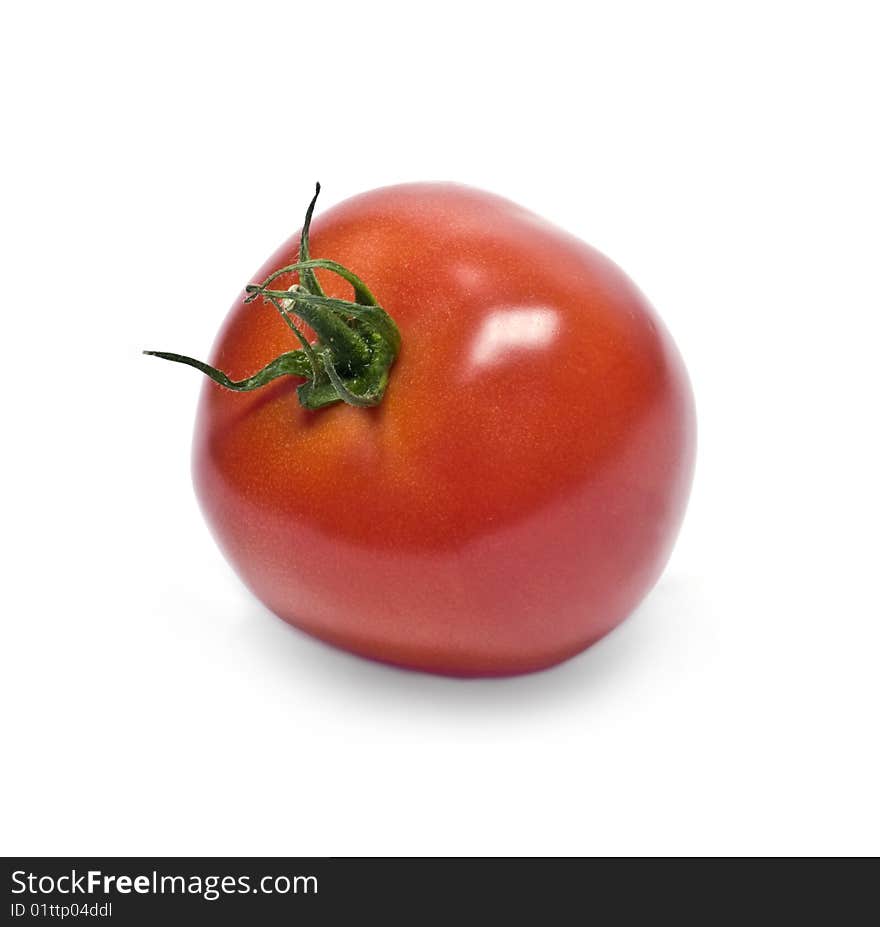 Tomato which is represented on a white background.