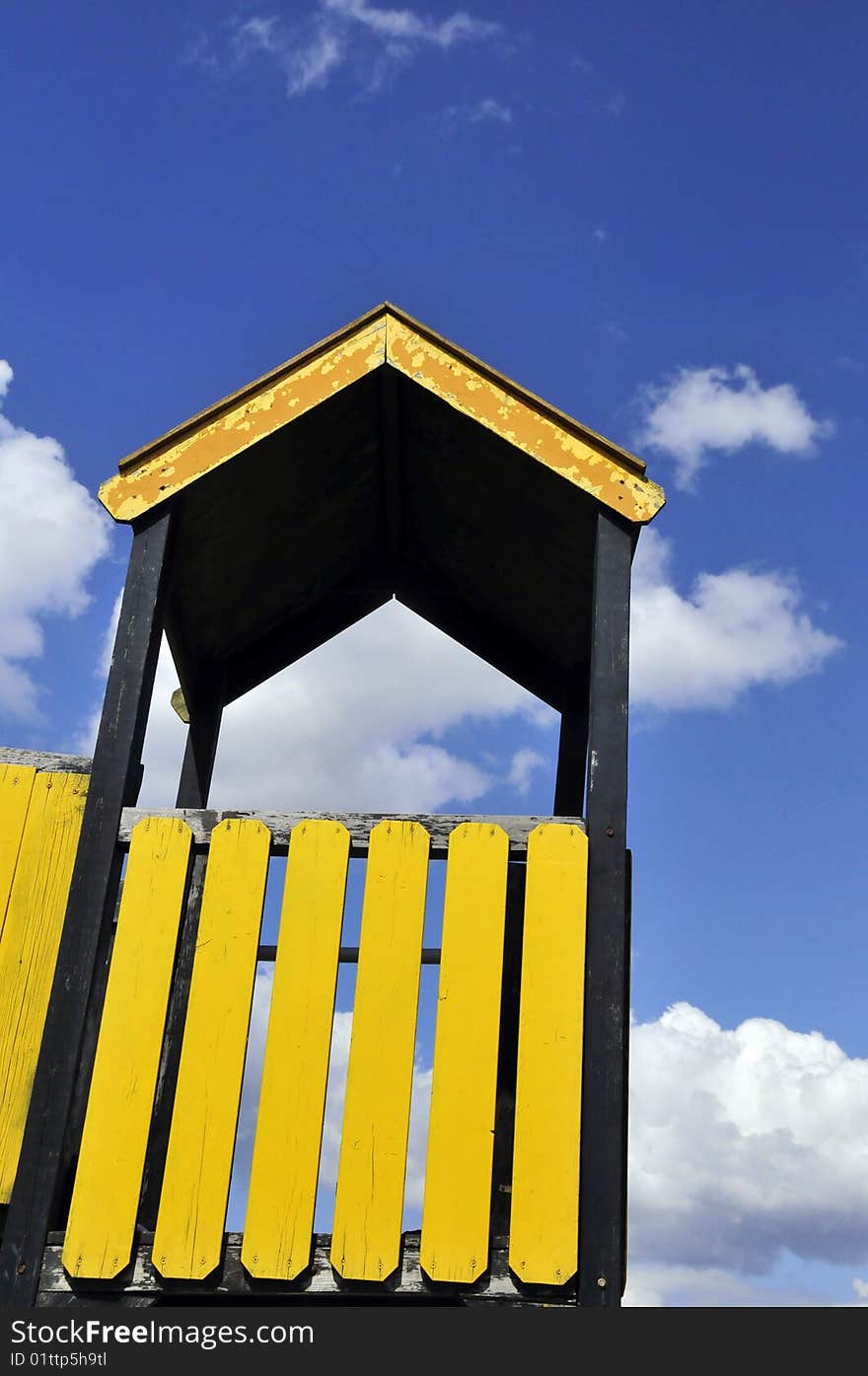 Lifeguard post on a mediterranean beach. Lifeguard post on a mediterranean beach