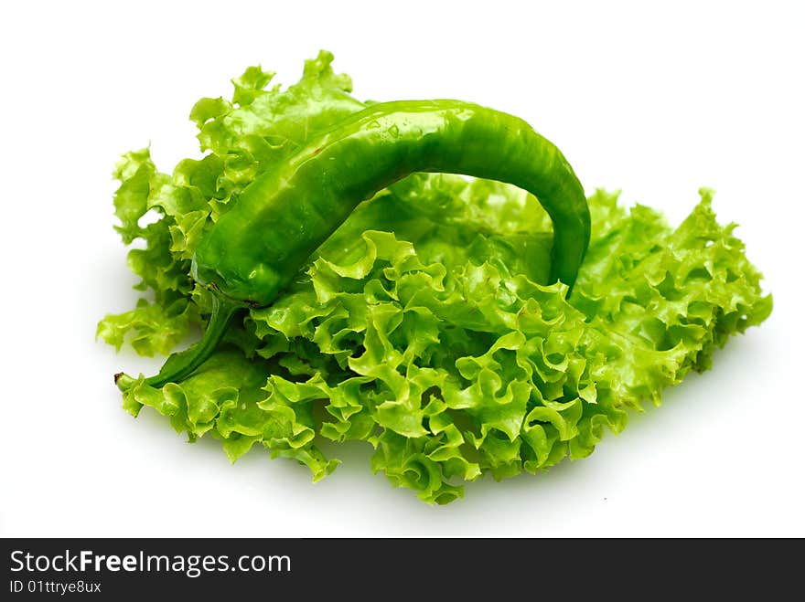 Fresh salad vegetables on white background. Fresh salad vegetables on white background