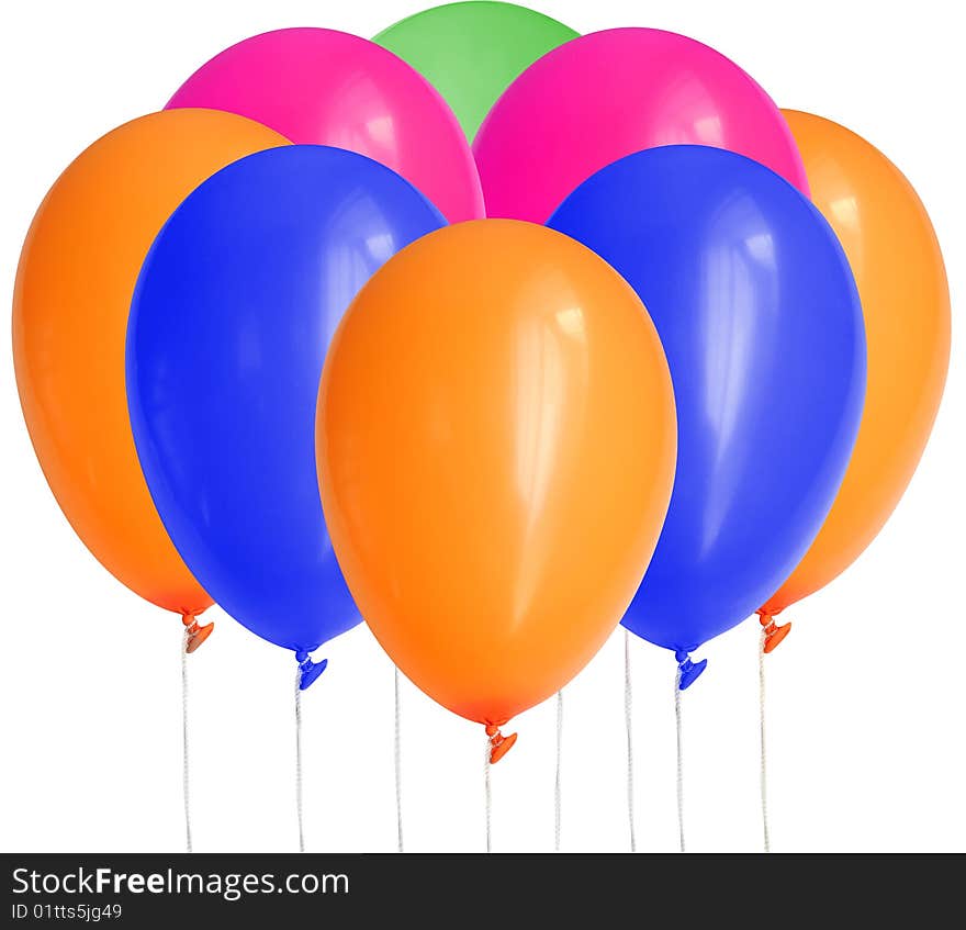 Inflatable balloons, photo on the white background