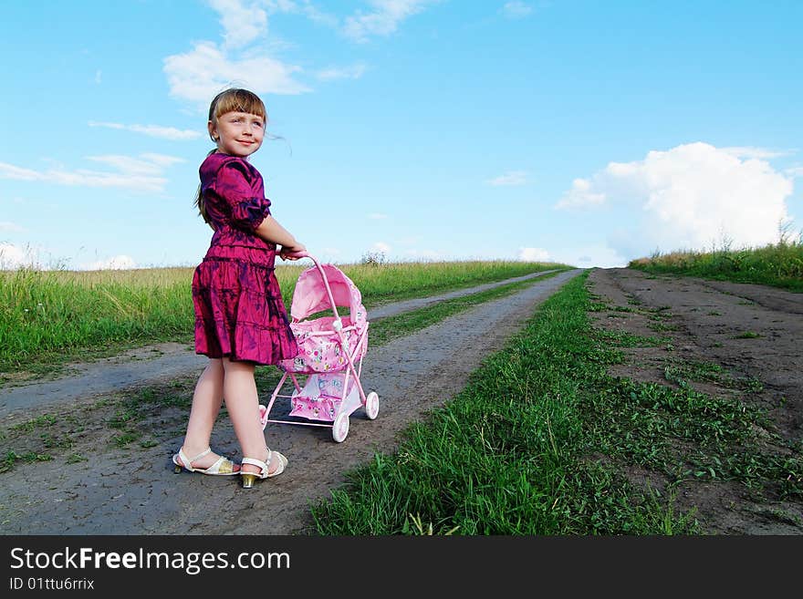 The lonely girl on a farmer field