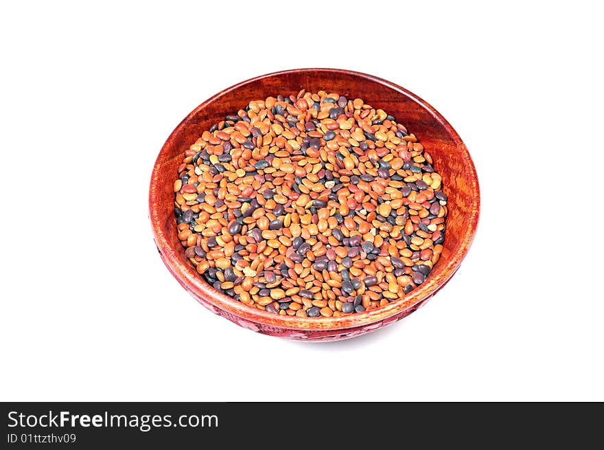 Lentils In Wooden Bowl