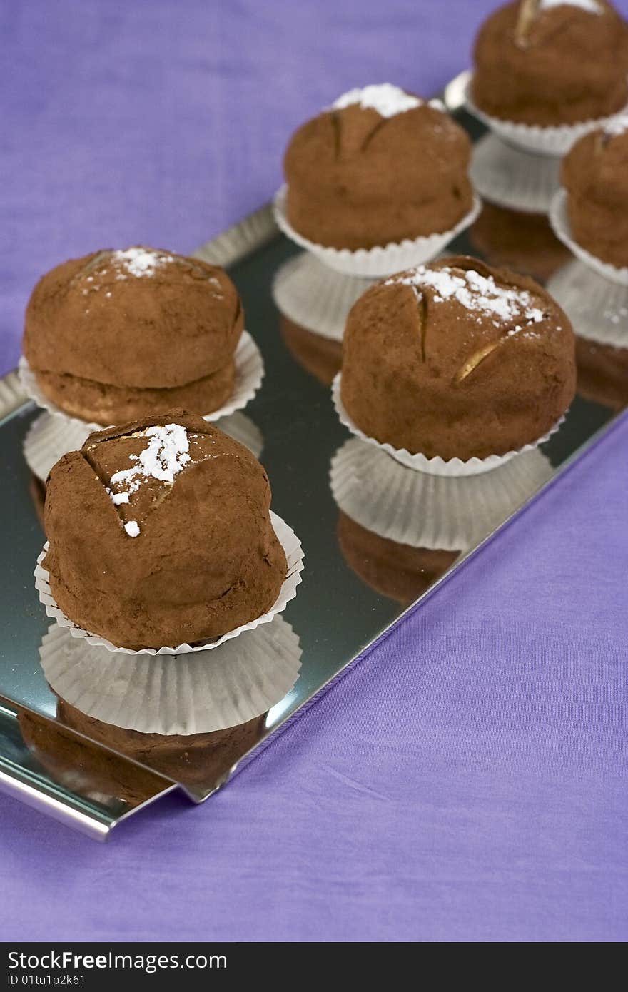 Sweet chocolate desert on plate. Sweet chocolate desert on plate