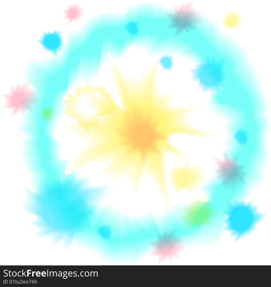 Watercolor round frame and background with blots