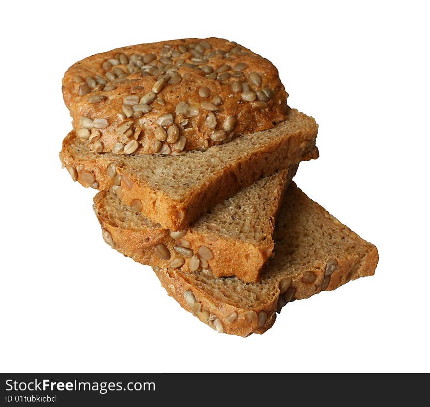 Slices of bread isolated over white background. Slices of bread isolated over white background