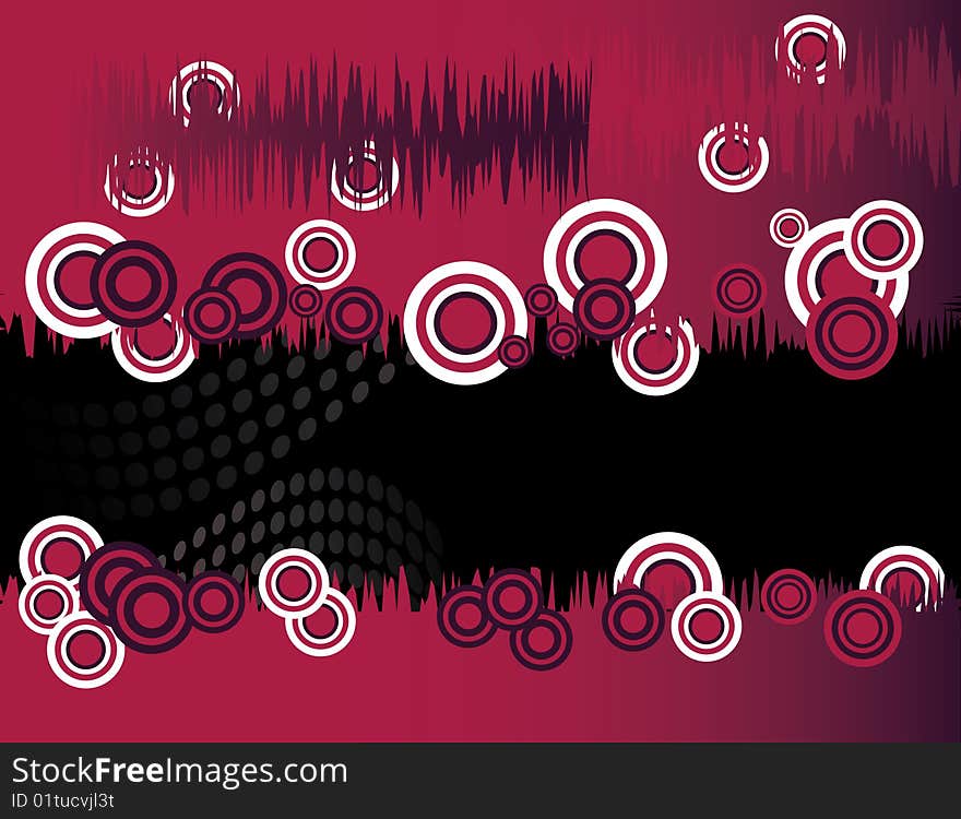 Jagged edges and retro circles are featured in an abstract background vector illustration. Jagged edges and retro circles are featured in an abstract background vector illustration.