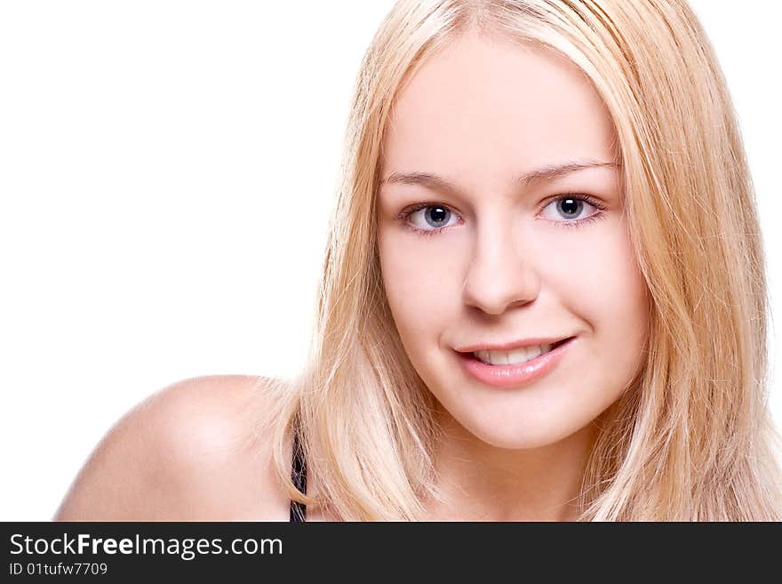 Beautiful women in a dress on a white background