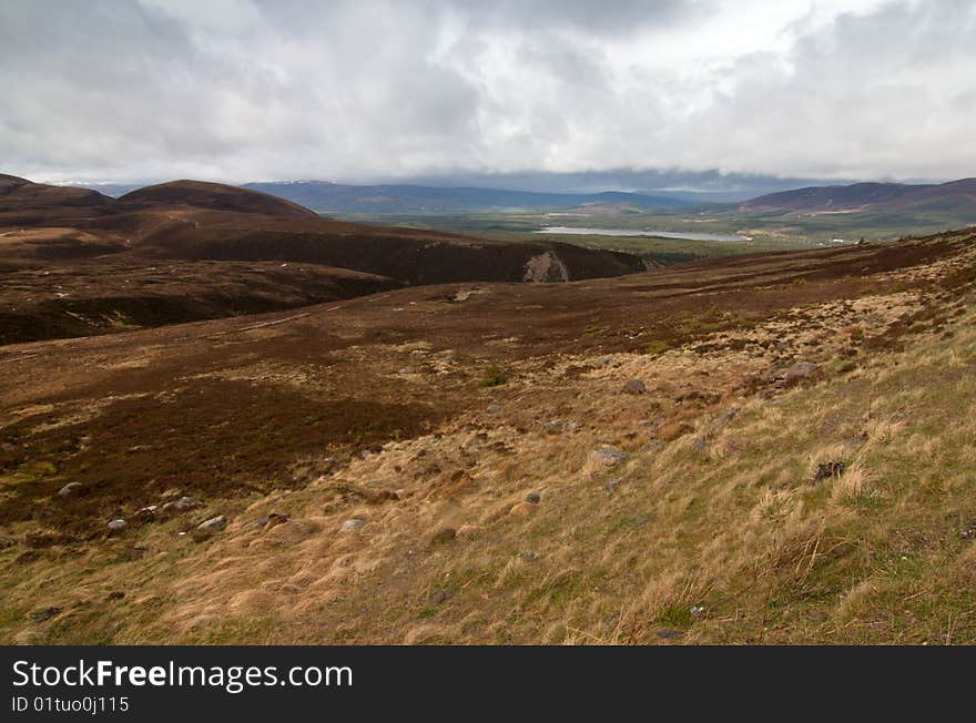 Cairngorm Mountain with the cloudy sky, Scotland