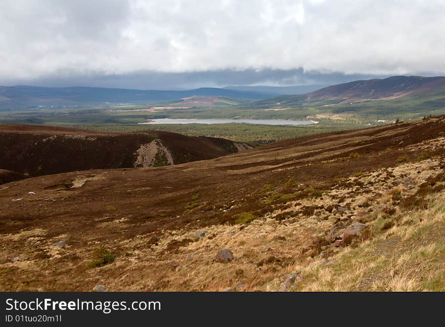 Cairngorm Mountain with the cloudy sky, Scotland