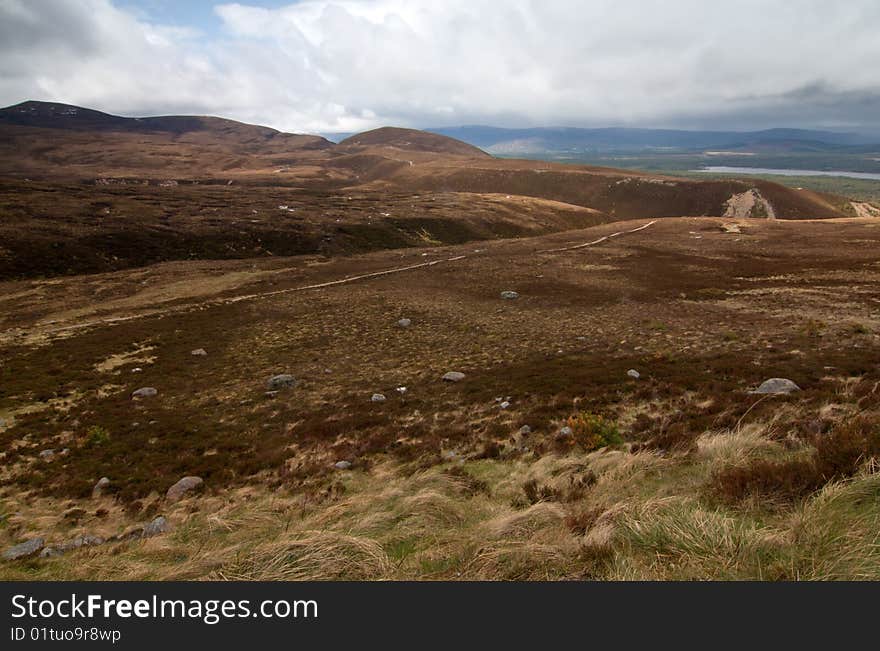 Cairngorm Mountain with the cloudy sky, Scotland