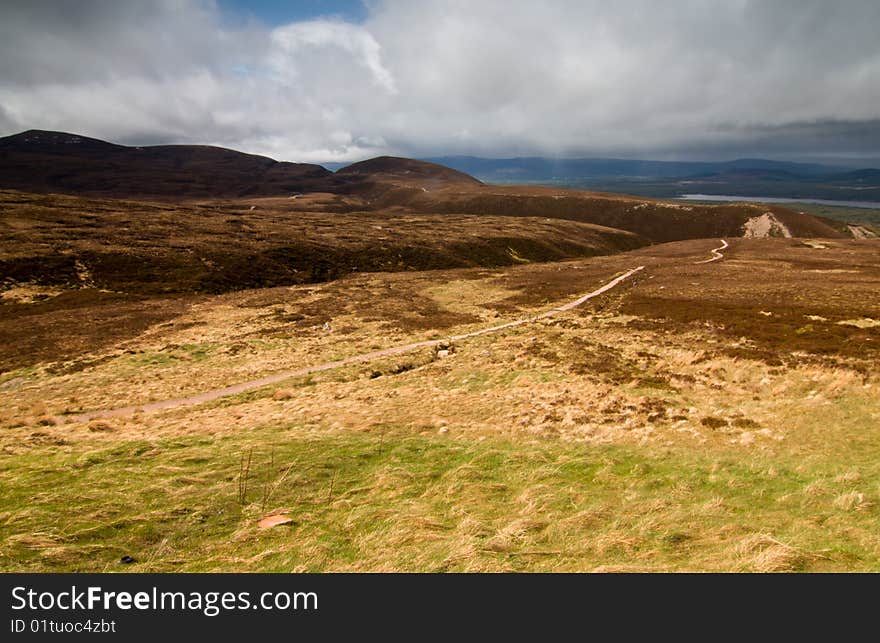 Cairngorm Mountain with the cloudy sky, Scotland