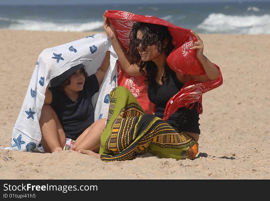 Protect from the wind on a beach