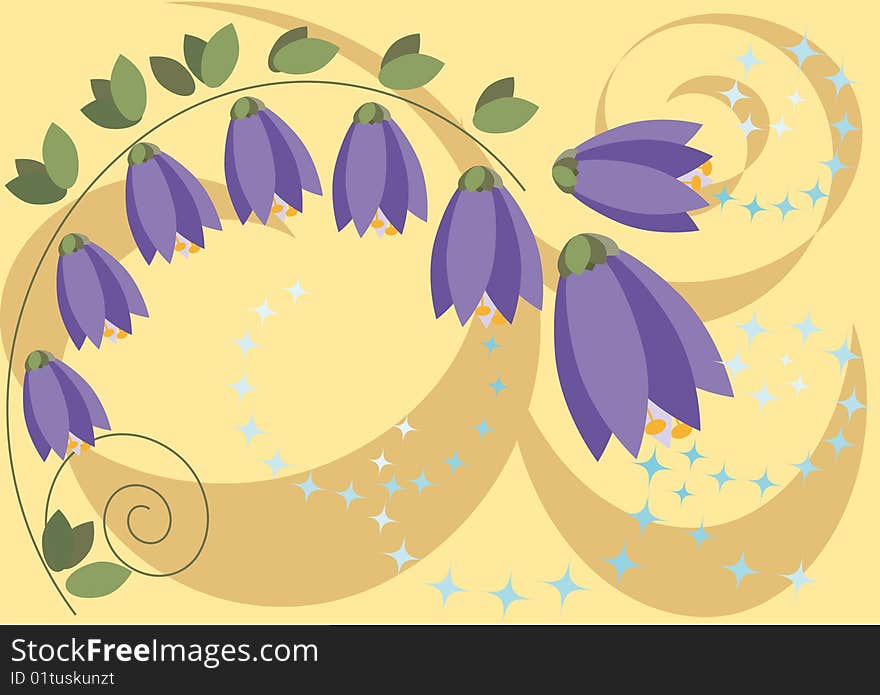 Illustration stylized flowers in bells on beige background. Illustration stylized flowers in bells on beige background