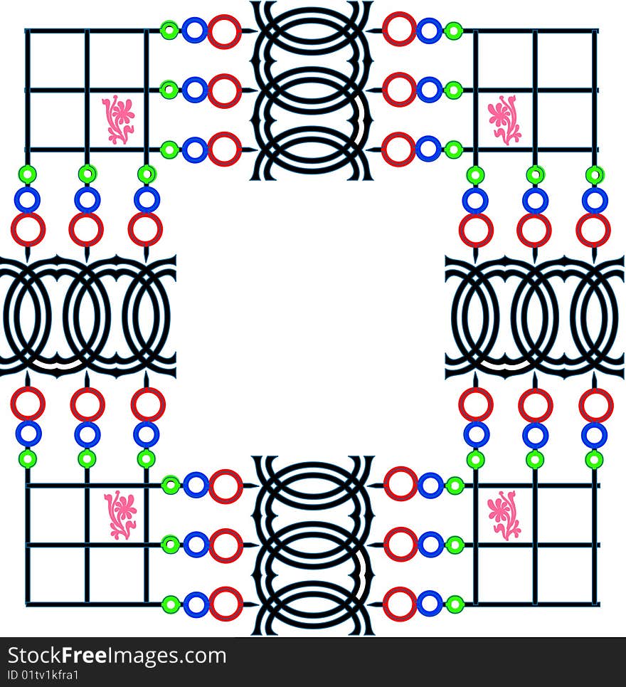 Photo frame with scroll and color circle. Photo frame with scroll and color circle