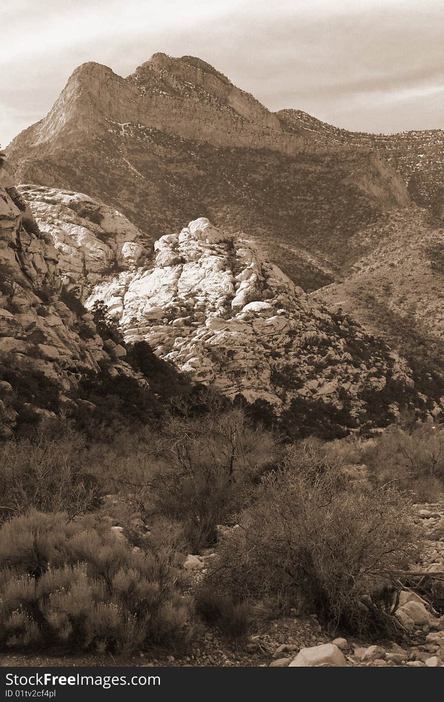 Black and white photo of the mountains in Red Rock Canyon. Black and white photo of the mountains in Red Rock Canyon