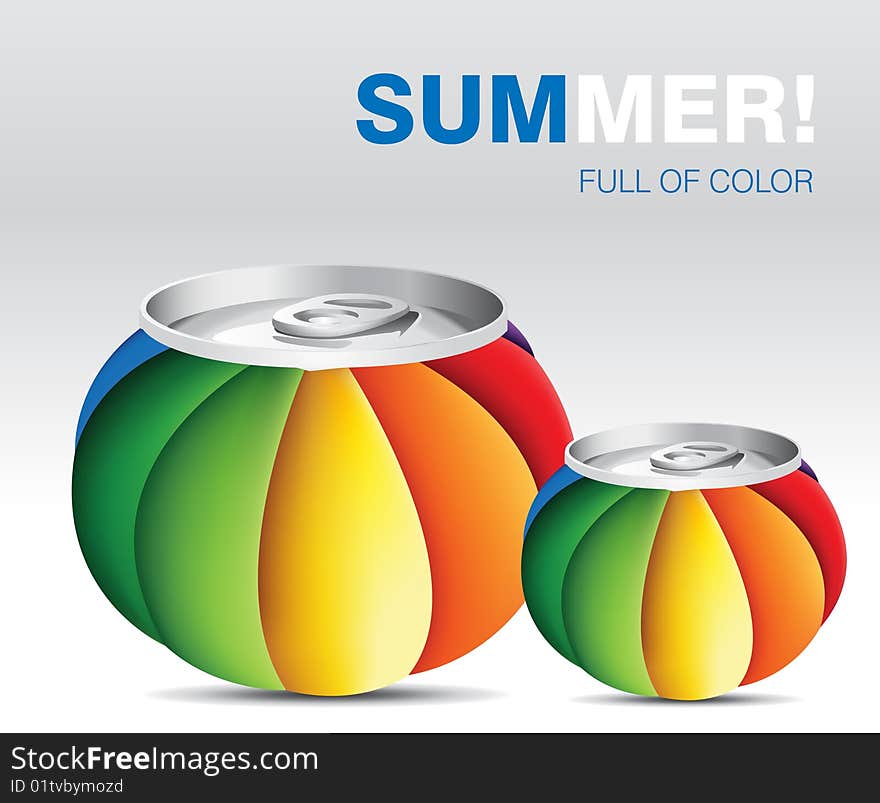 Editable  illustration of a colored cans. Editable  illustration of a colored cans