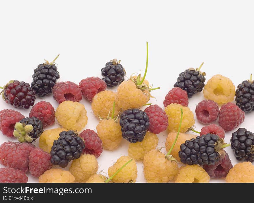 Bright raspberry isolated on white background