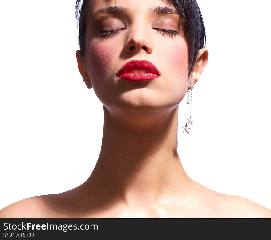 Portrait of a young beautiful brunettes with his eyes closed. Portrait of a young beautiful brunettes with his eyes closed