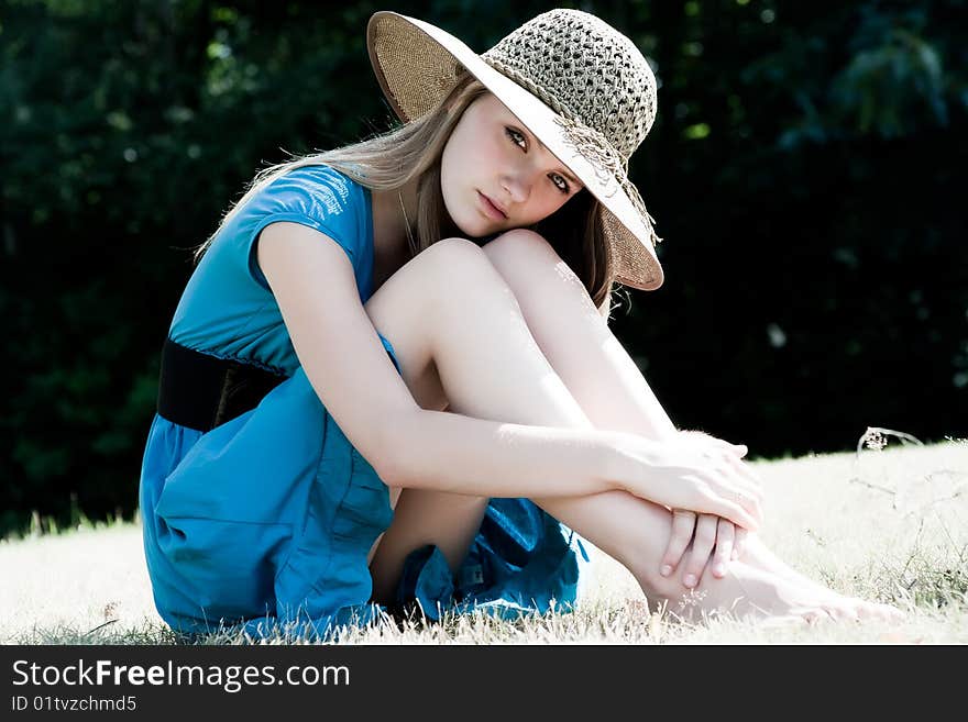 Teenage girl in fresh and happy mood outside in the park. Teenage girl in fresh and happy mood outside in the park