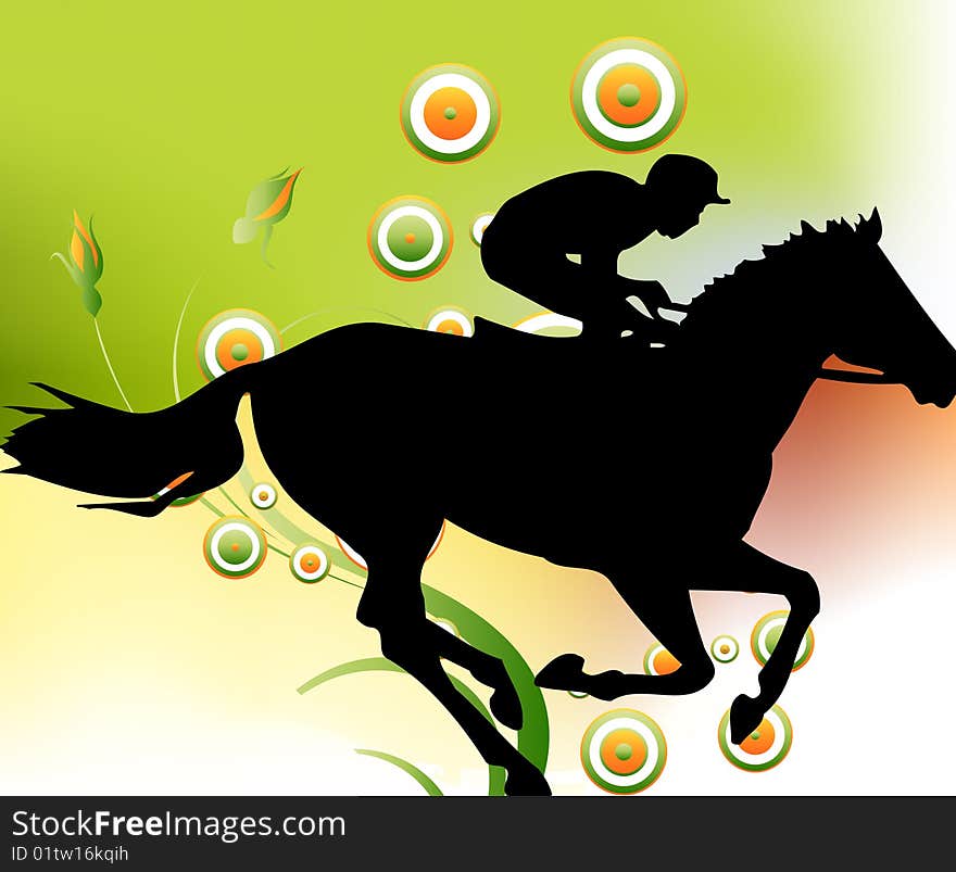 Editable  illustration of a  Various race horse silhouettes. Editable  illustration of a  Various race horse silhouettes