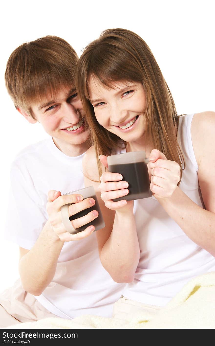 Happy young couple having a coffee. Happy young couple having a coffee