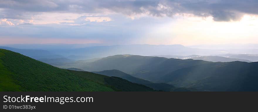 Carpathian Mountains in the sunset