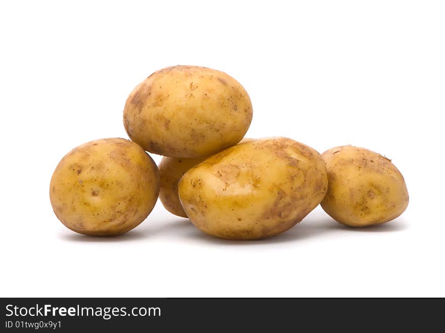 Potatoes on studio white background