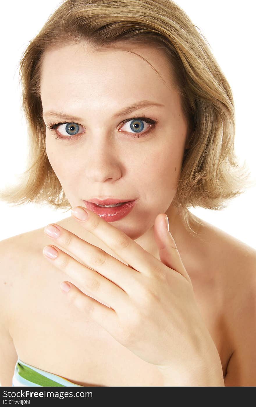 Young blond woman looking surprised. Young blond woman looking surprised