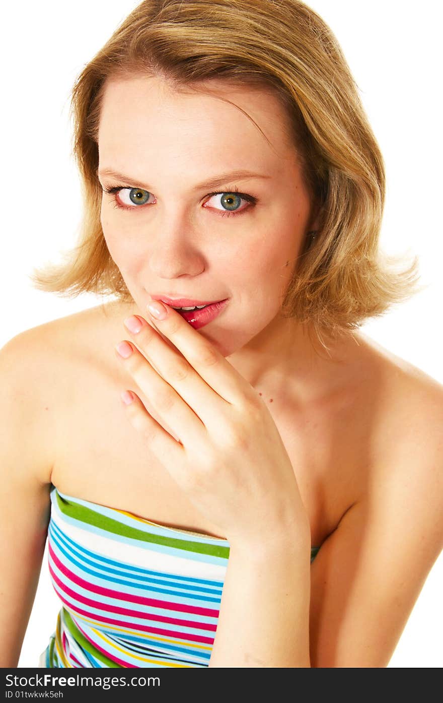 Young blond woman looking surprised. Young blond woman looking surprised