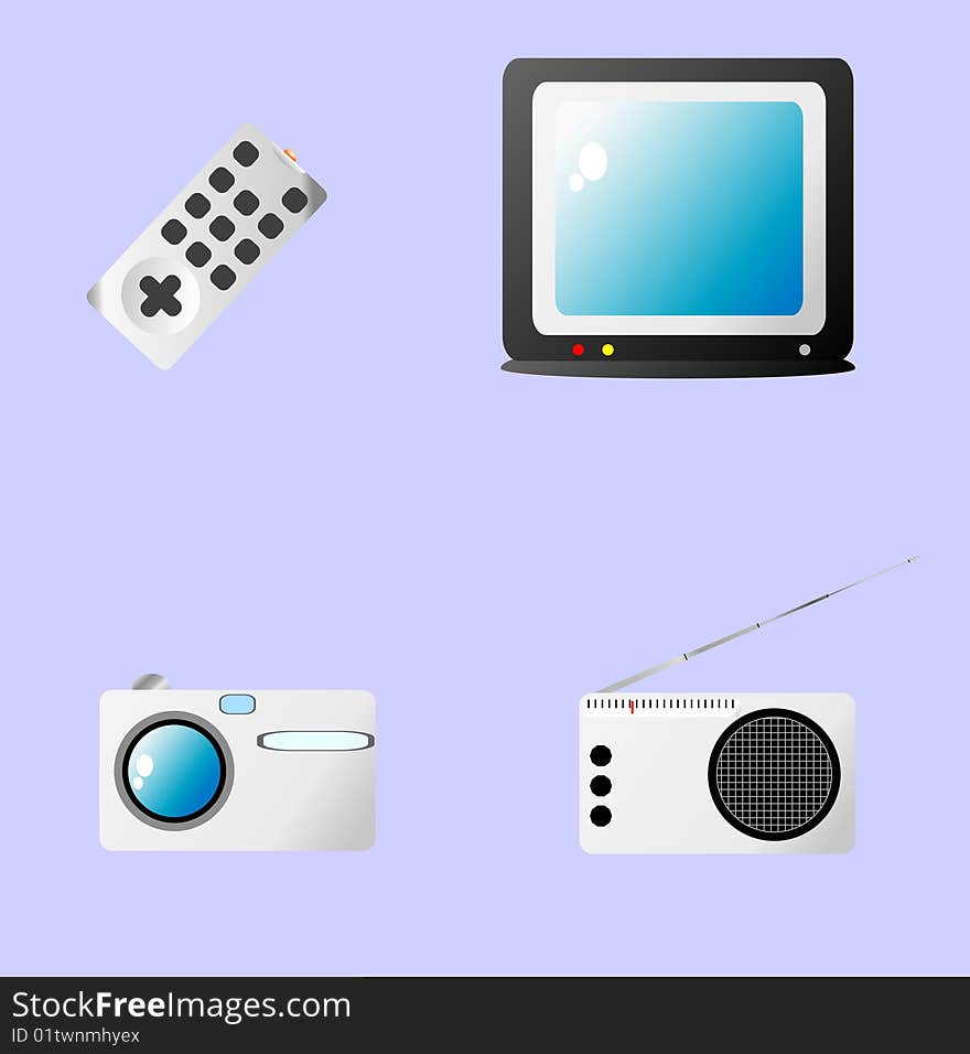 TV, camera and radio. Electric devices. TV, camera and radio. Electric devices.