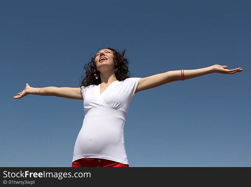 Pregnant Woman And Sky