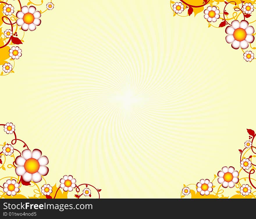 Floral yellow background with place for text. Floral yellow background with place for text