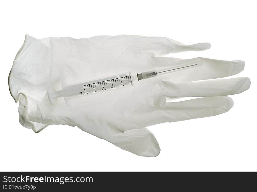 Glove and syringe