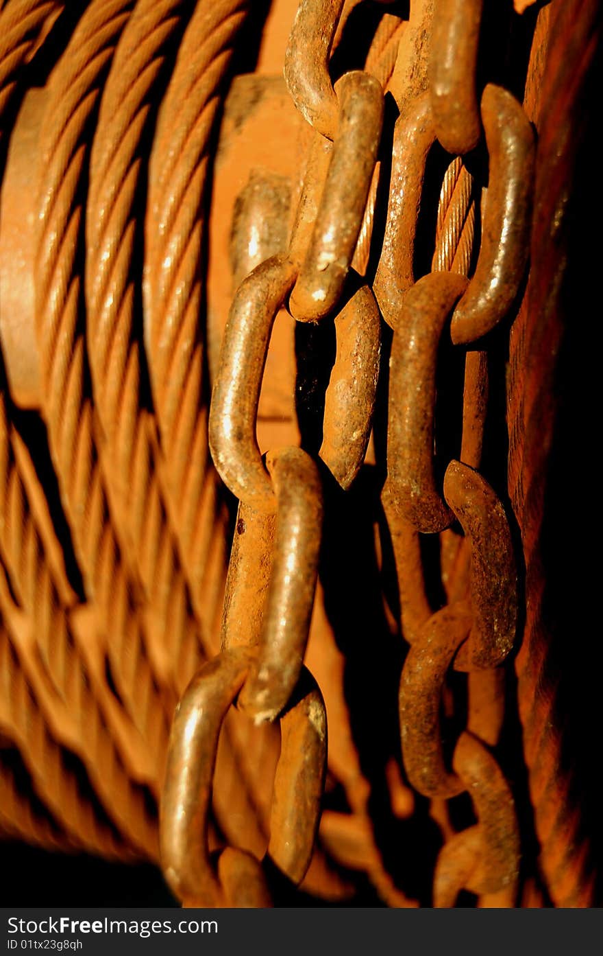 Detail of chain and string system of an old fountain. Detail of chain and string system of an old fountain