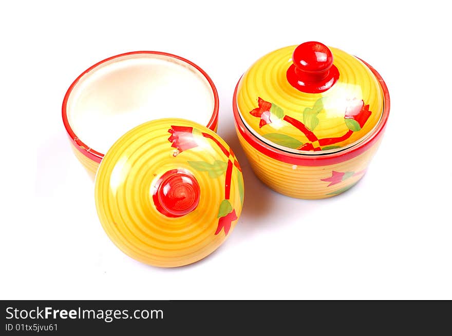 Chinese utensils isolated on white background.